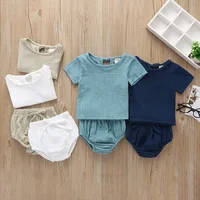 

Toddler Kids Baby Girls Outfit Clothes Short Sleeve Linen T-shirt Tops + Bloomer Shorts Clothing Set
