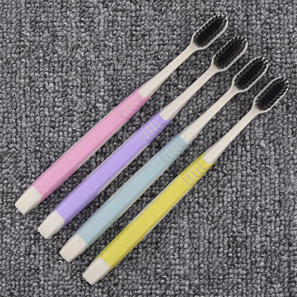 
Dental Care Biopolymer Toothbrush With Charcoal Filaments Wheat Fiber Tooth Brush 