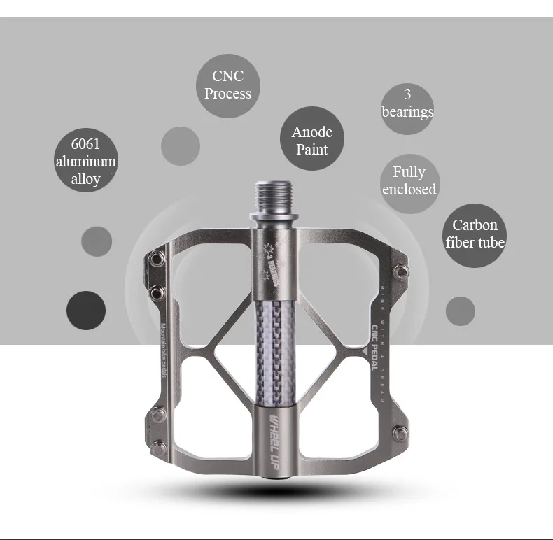 Wheel Up Waterproof Mtb Cheap Bike Bicycle Pedals Hollow Sealed Bearing