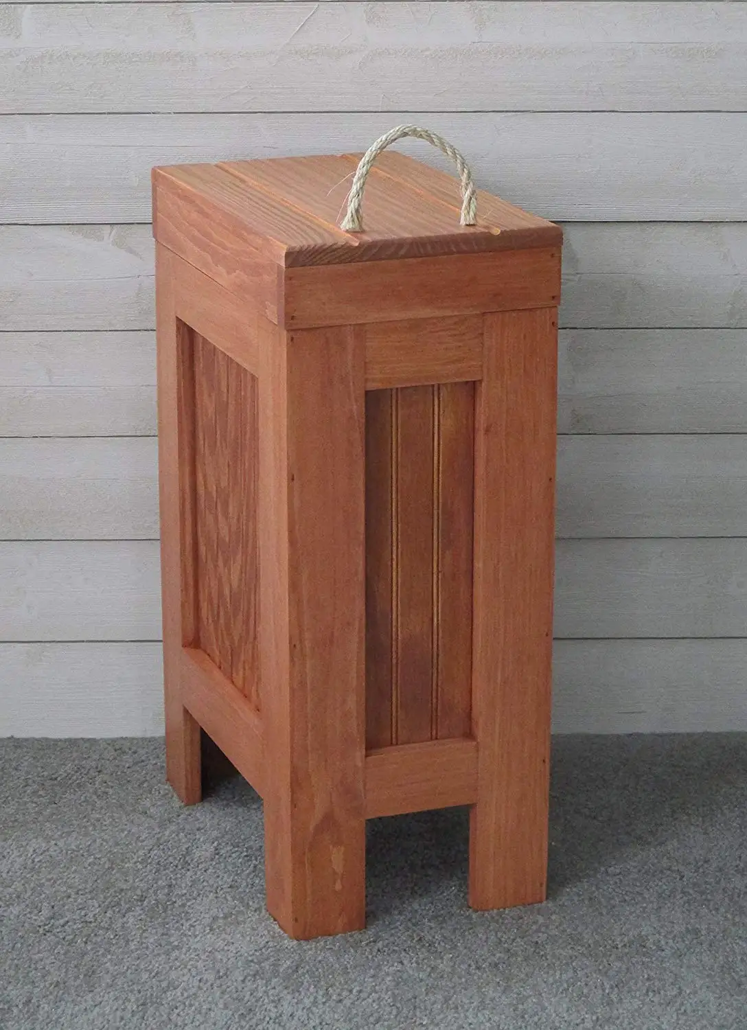 Home Garden Wood Trash Can Kitchen Garbage Can Rustic Wood Trash Bin Driftwood Stain 13 Gal Trash Cans Wastebaskets