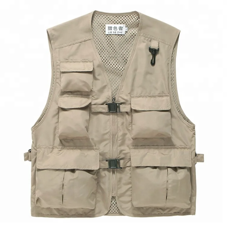 

Men Outdoor Work Safari Fishing Travel mesh Vest with Pockets Beige, Khaki,black,red,green,dark blue