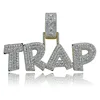Fashion Hip Hop AAA Cubic Zircon Iced Out Jewelry Bling Micro Pave Diamond Letter TRAP Pendant Necklace Chain For Men and Women