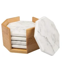 

White Custom Hexagon Marble Coaster Set For Drinks Marble Coaster