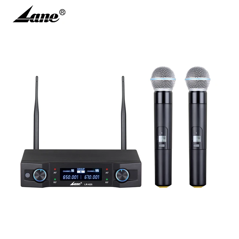 

Lane Professional Wireless Microphone System 16 Hours Continuous Use for Family Party,Church,Small karaoke Night, Silver