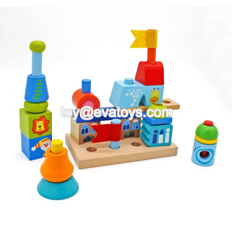 wooden toy buildings