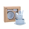 Hot sale wheat straw bowl and cup set 6pcs per set biodegradable bamboo fiber tableware for kids