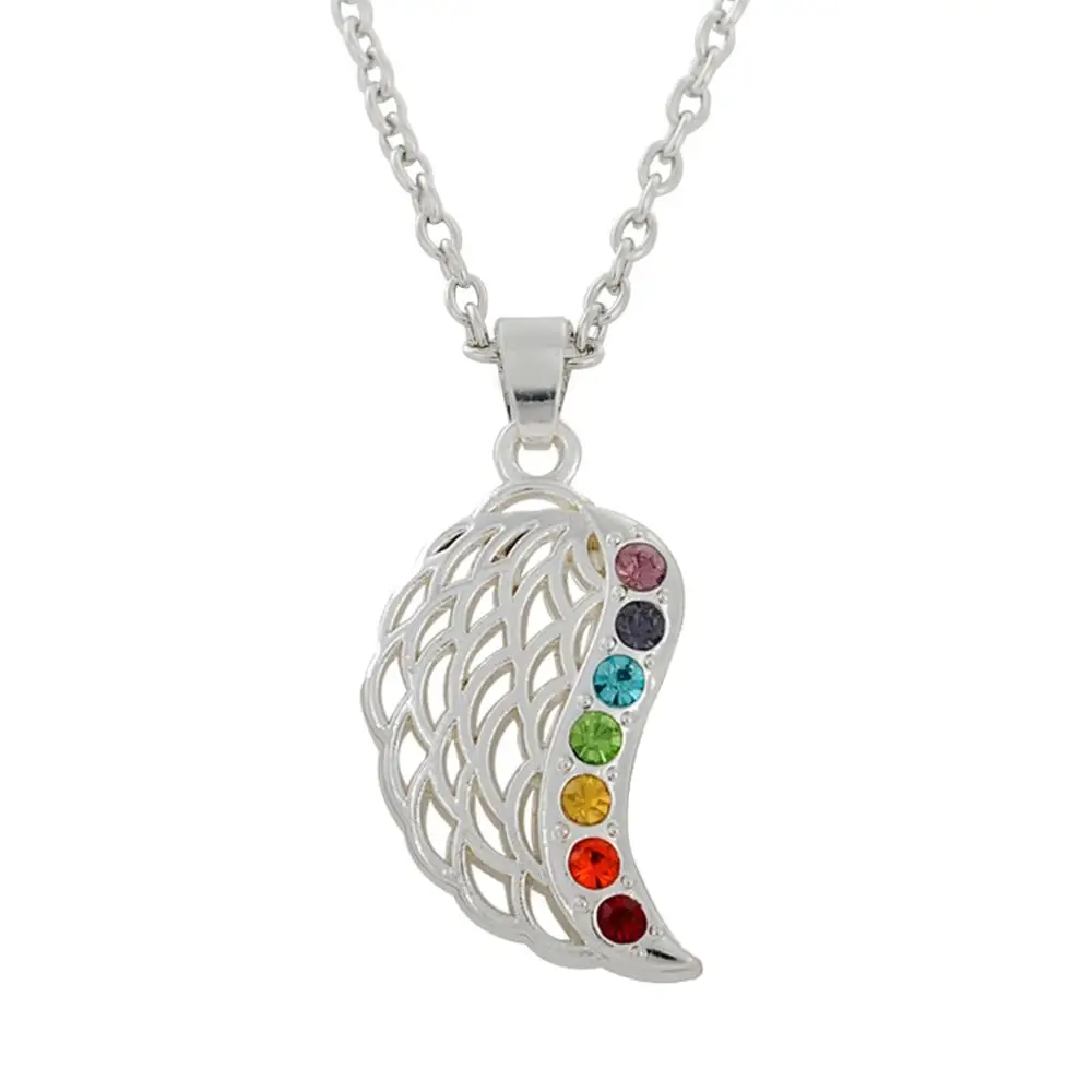 

Zinc Alloy Seven Chakra and Nadis Angel Wing Religion Necklace Jewelry, As picture