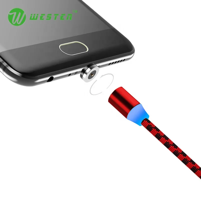 

Quick Speed Nylon Magnetic Adapter Type C Usb Cable For Android Multi Magnet Fast Charging Data Cable, Black/red