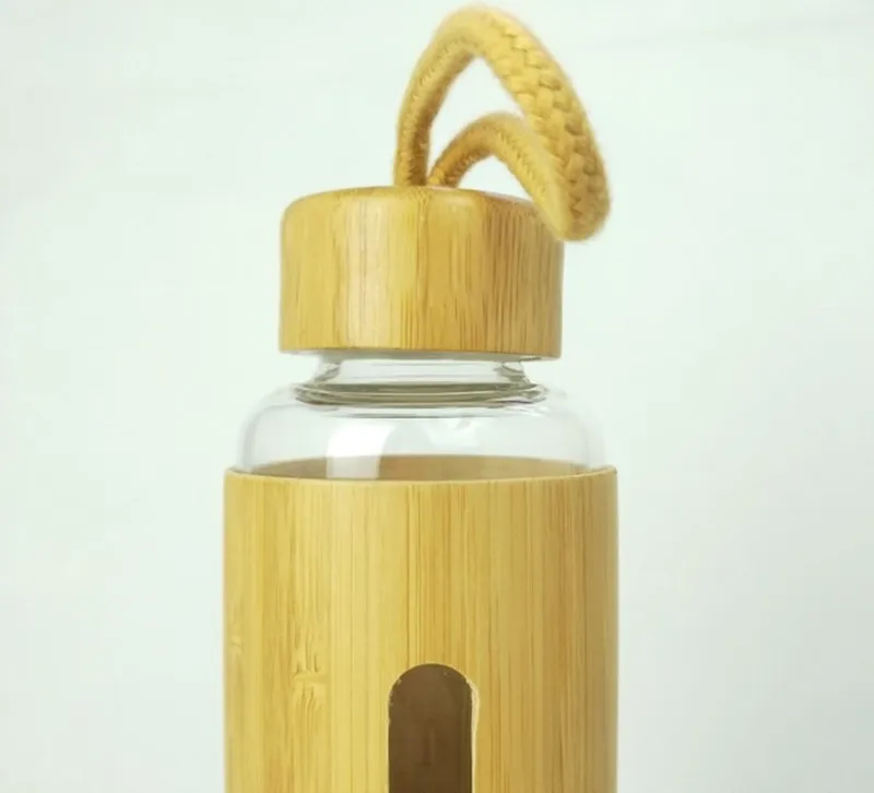 Bamboo Shell Glass Water Bottle With Bamboo Lid Eco Friendly Reusable Bamboo Water Bottle 2939