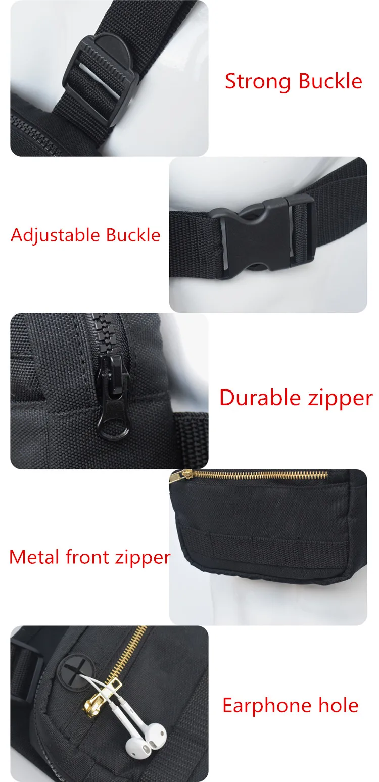 Heavy Duty Chest Front Pack Pouch Bag For Traveling Running Hiking