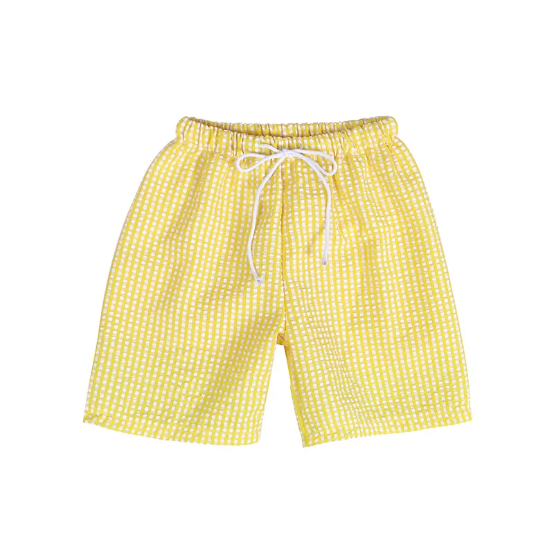 2018 baby boutique kids clothing seersucker boy short swimsuit