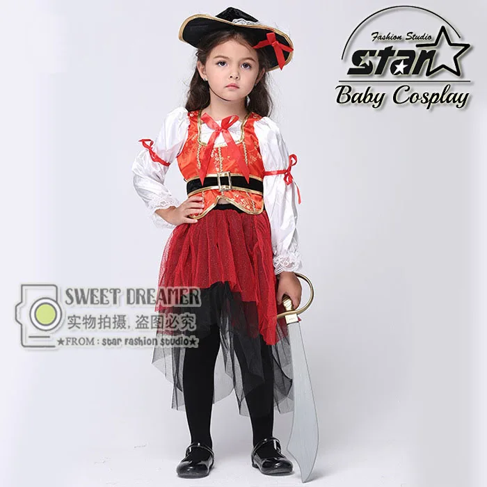 Halloween font b Children b font Kids Caribbean Pirate Costume font b Dress b font With