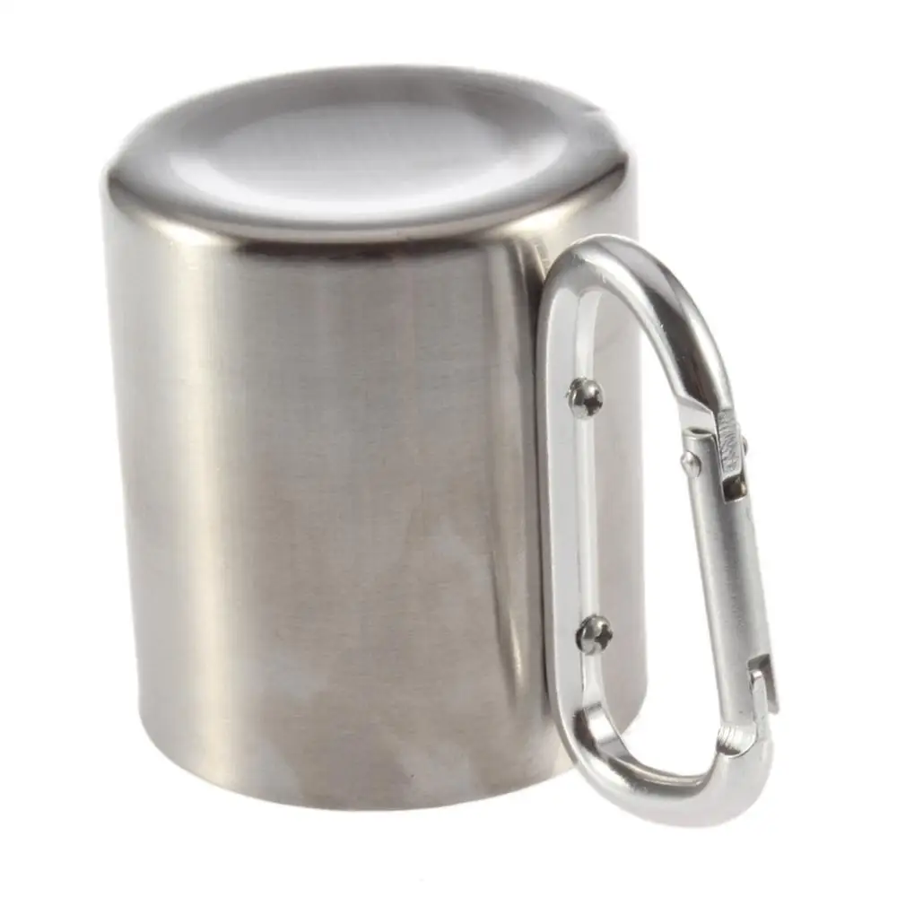 Double Wall Travel Mug Cup Aluminium Carabiner Stainless Steel