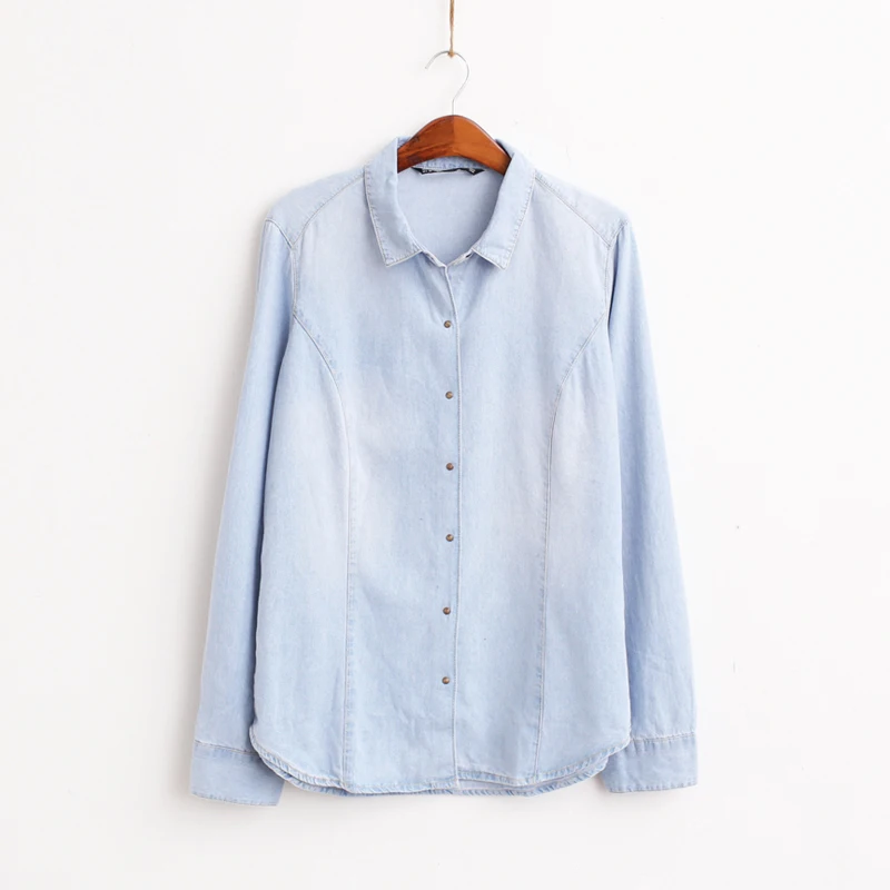 sky blue jean shirt