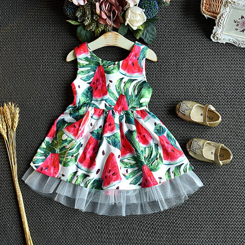 

Baby Clothes, Baby Girl Dress, Summer Sleeveless Watermelon Print Dress, Picture shows