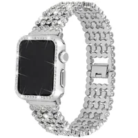 

For Apple Watch Rhinestones Band with Diamond Face Cover Bling Stainless Steel Wristband