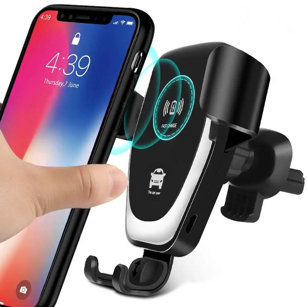 

Fancytech Car Phone Charger Holder CF90 Auto Qi Wireless Charger for phone Car 10W Fast Charging, Black;white