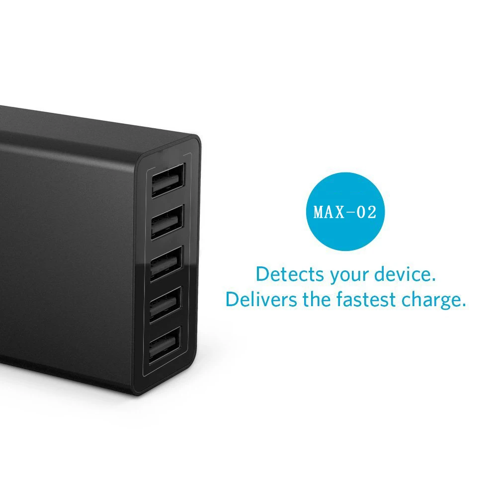 Intelligent Chip Full 8A 5 Ports Multi Usb Charger Desktop Universal Fast Charger 40W/8A