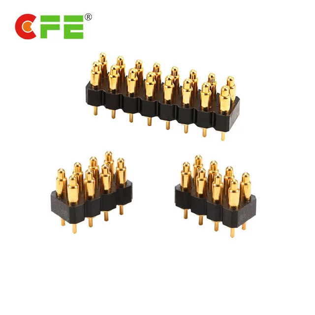 custom gold plated double row pogo pin connector
