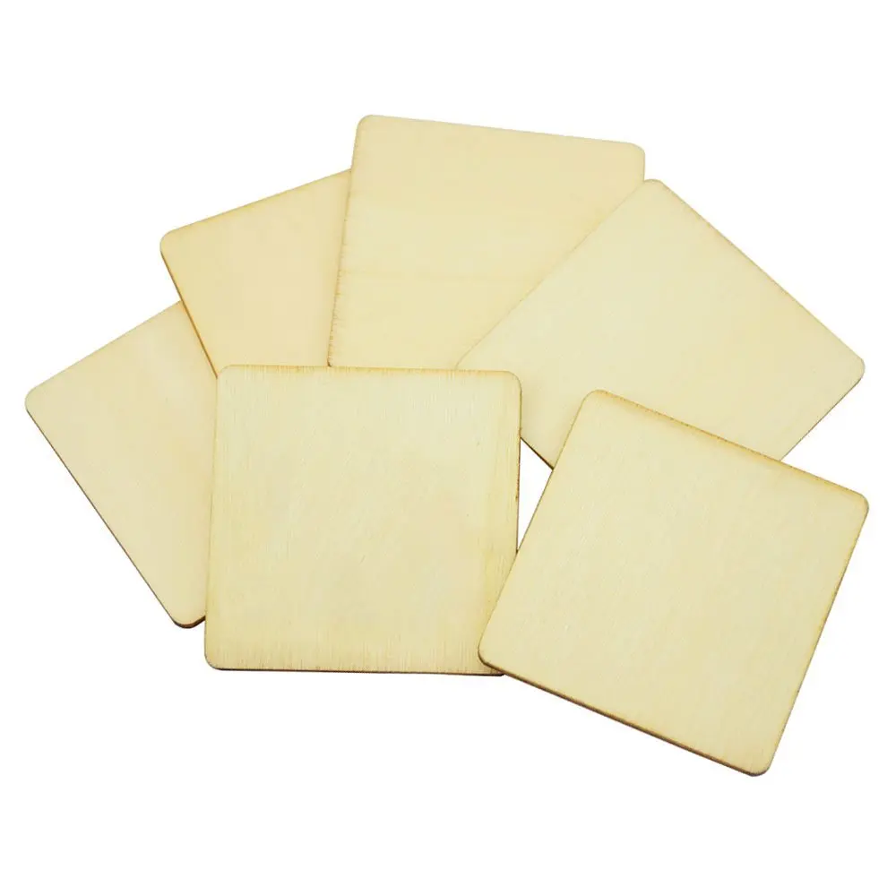 Unfinished Blank Wood Square Plaque Diecut Geometric Wood Shapes