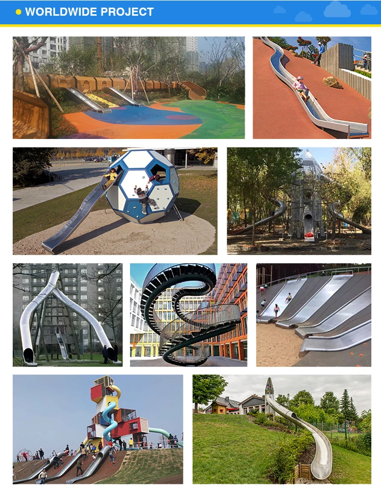 Kindergarten Children Custom Amusement Equipment Playground Climbing Stainless Steel Slides For