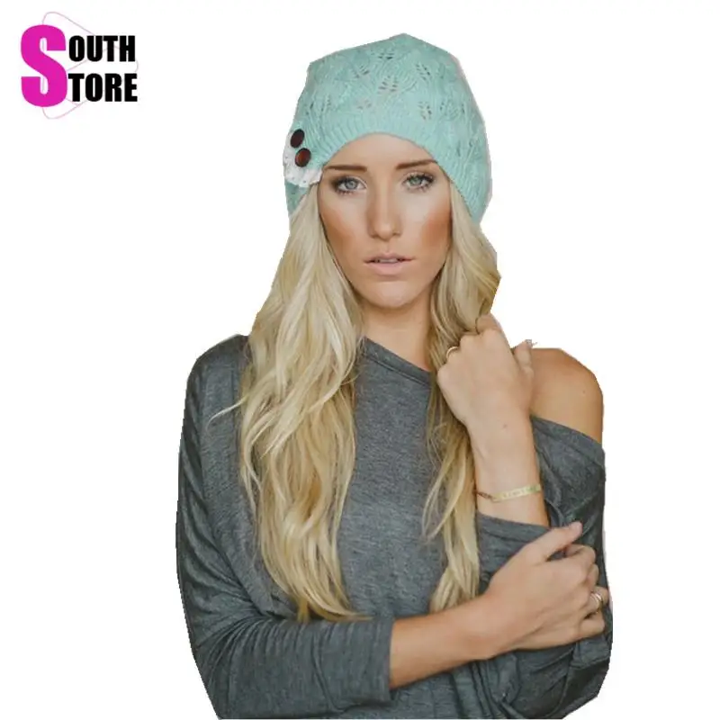 Southstore 2016 font b Winter b font Autumn Solid Fashion Knitted Beret Hat Blue Grey Black