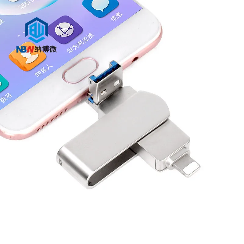High Speed 32GB 64GB 128GB otg pendrive 3 IN 1 otg USB 3.0 flash drive for Iphone iPhone 8 8 Plus Iphone X android and PC