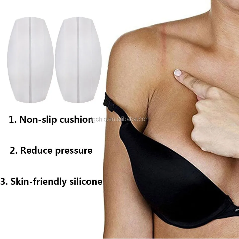 Fliyeong 2 X Silicone Clear Bra Strap Cushions Holder Non-Slip Shoulder Pads Comfort Removable Silicone Straps Stylish and Popular 