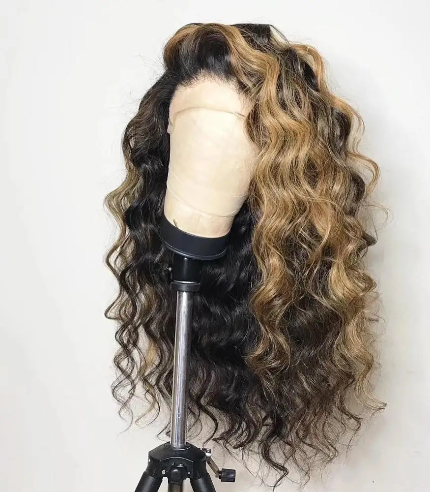 

Mixed piano color curly body wave ombre brown streaks highlights 9A human hair lace front/full lace wigs,with baby hair 8-30inch