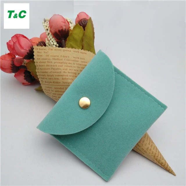 Custom Printed Logo Velvet Flap Envelope Suede Jewelry Pouch With