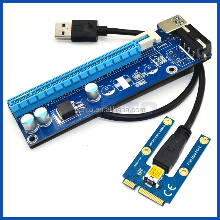 JMT Mini Size Add on Card USB 3.0 PCI Express Cable PCI-E 1X to 1X 4X 8X 16X Riser Card Extender with SATA to 4 PIN Power Cable 