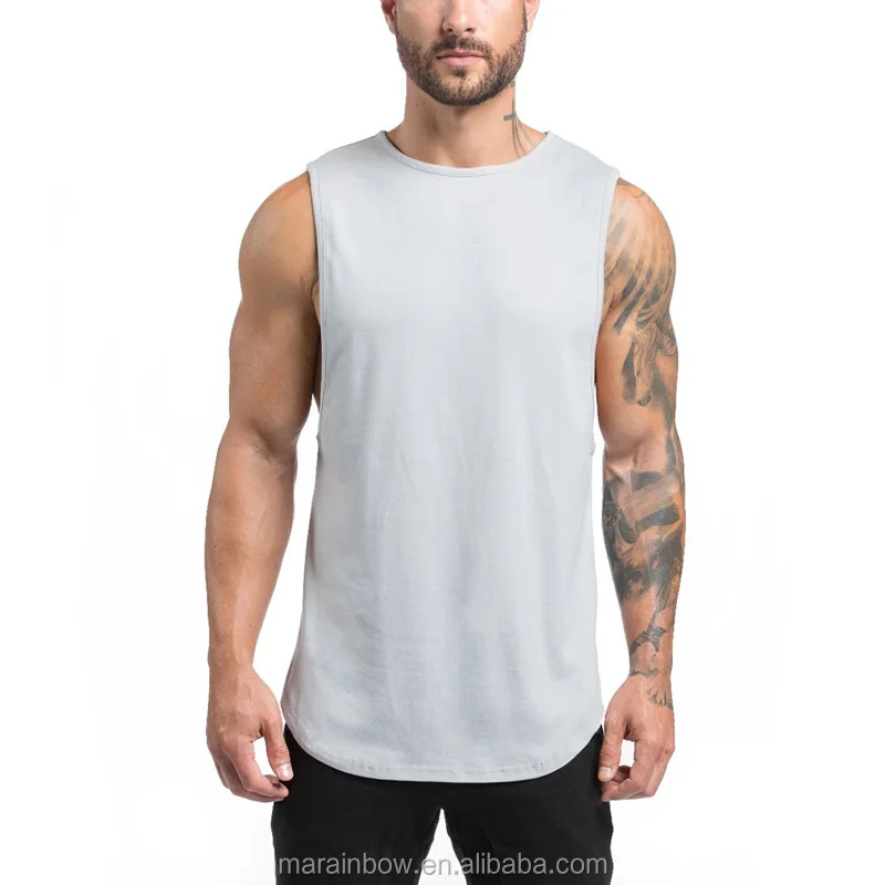 New Design Performance Tank Top With Mesh Panel Back Mens Longline ...