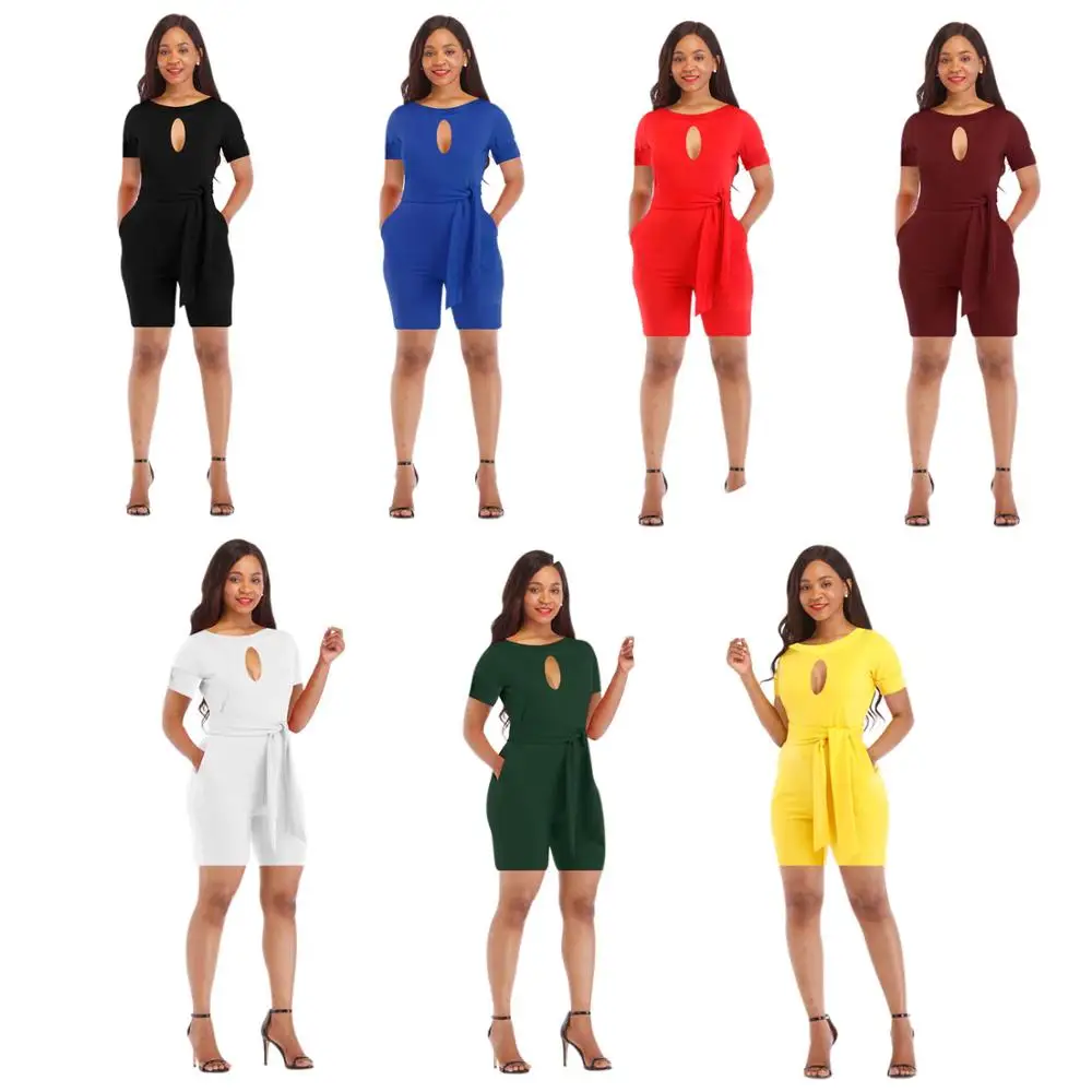 

2019 newest elegant fashion women ladies solid 7 color holidays short jumpsuits FM-M911, As the pic