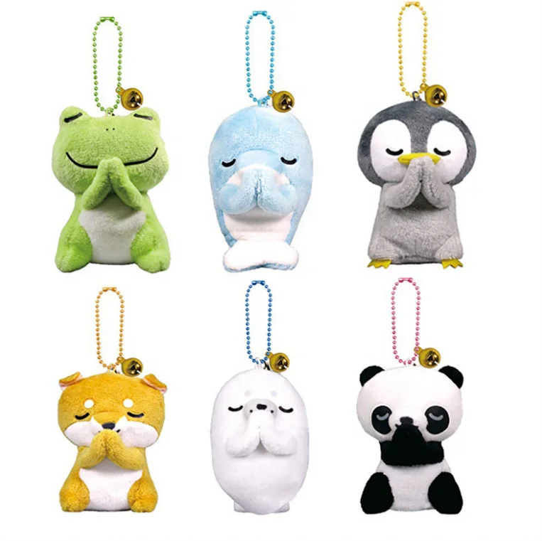 

dropshipping Creative Japanese Blessing Plush Toy Panda Shiba Inu Frog Penguin Backpack Pendant Keychain juguetes para peluche, Picture