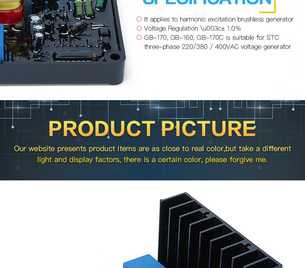 Generador diésel automático STC, estabilizadores reguladores de voltaje trifásico GB170 con potenciómetro externo