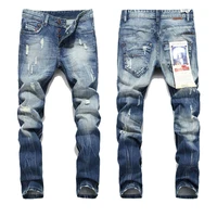 

2019 new fashion dickies funky pants men jeans straight scratched