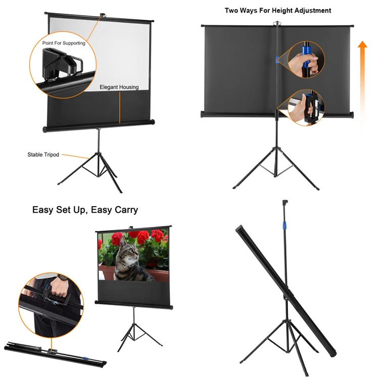 Hot Sale 120'' 16:9 Format Portable Tripod Projection/Projector Screen Indoor & Outdoor Use