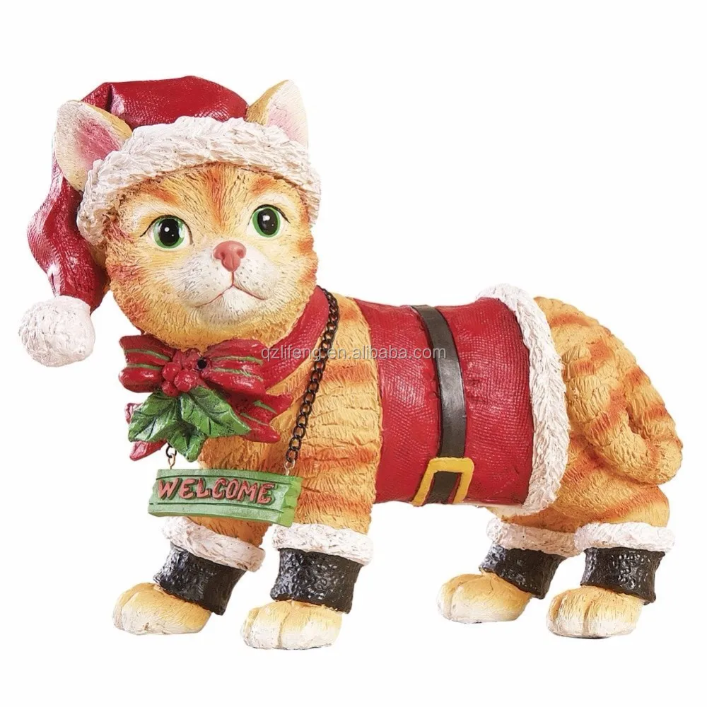 Polyresin Pet Christmas Cat Statue Yard Decoration - Buy Christmas Cat ...