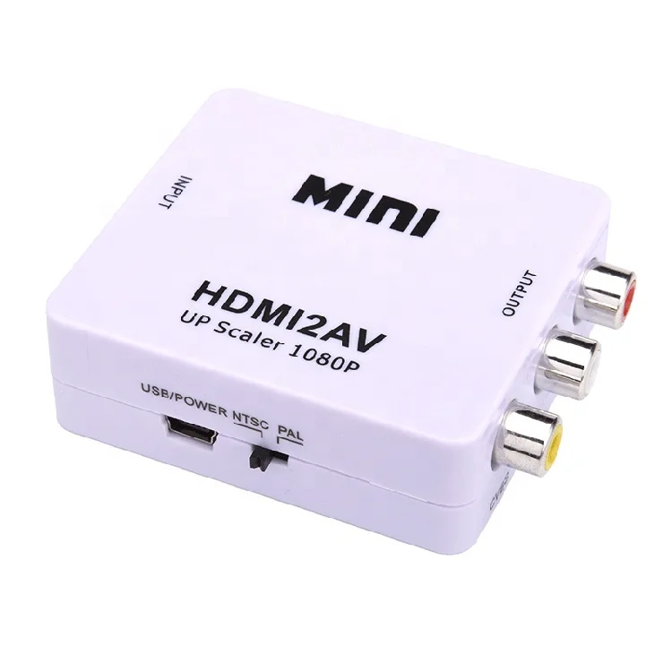 

MINI Powered HDMI to AV / RCA Converter Box Composite Audio Video CVBS Adapter 1080P, Black white