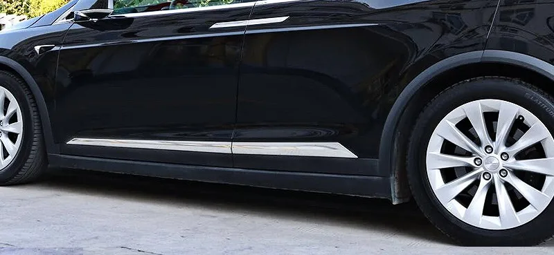 对于特斯拉型号 x 配件 2016 2017 2018 铬车门侧面成型防护罩