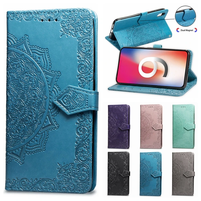 

Flip Leather Case For iPhone XS XR XS Max 6/6s 7 8 plus 7plus Coque Mandala Flower Wallet Cover Stand Phone Cases