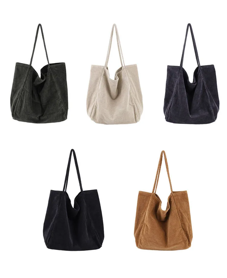 

Wholesale Vintage 100% Cotton Corduroy Tote Bag Women Shoulder Beach Bag
