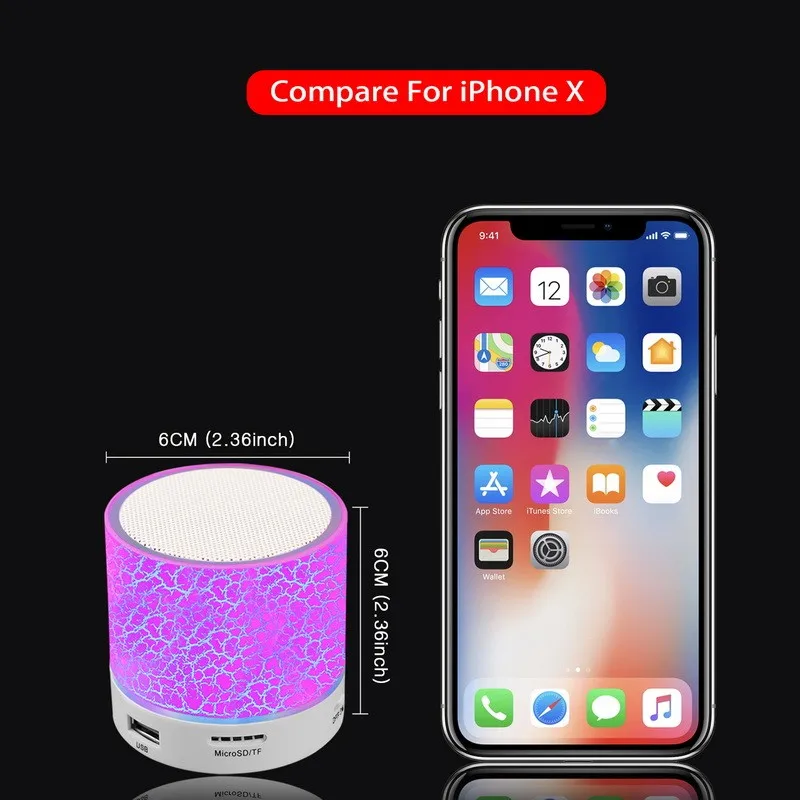 Wireless Speaker Stereo Sound Hands free Call Mini Portable LED Light Speaker Subwoofer Loudspeakers Music Audio For iPhone - ANKUX.COM