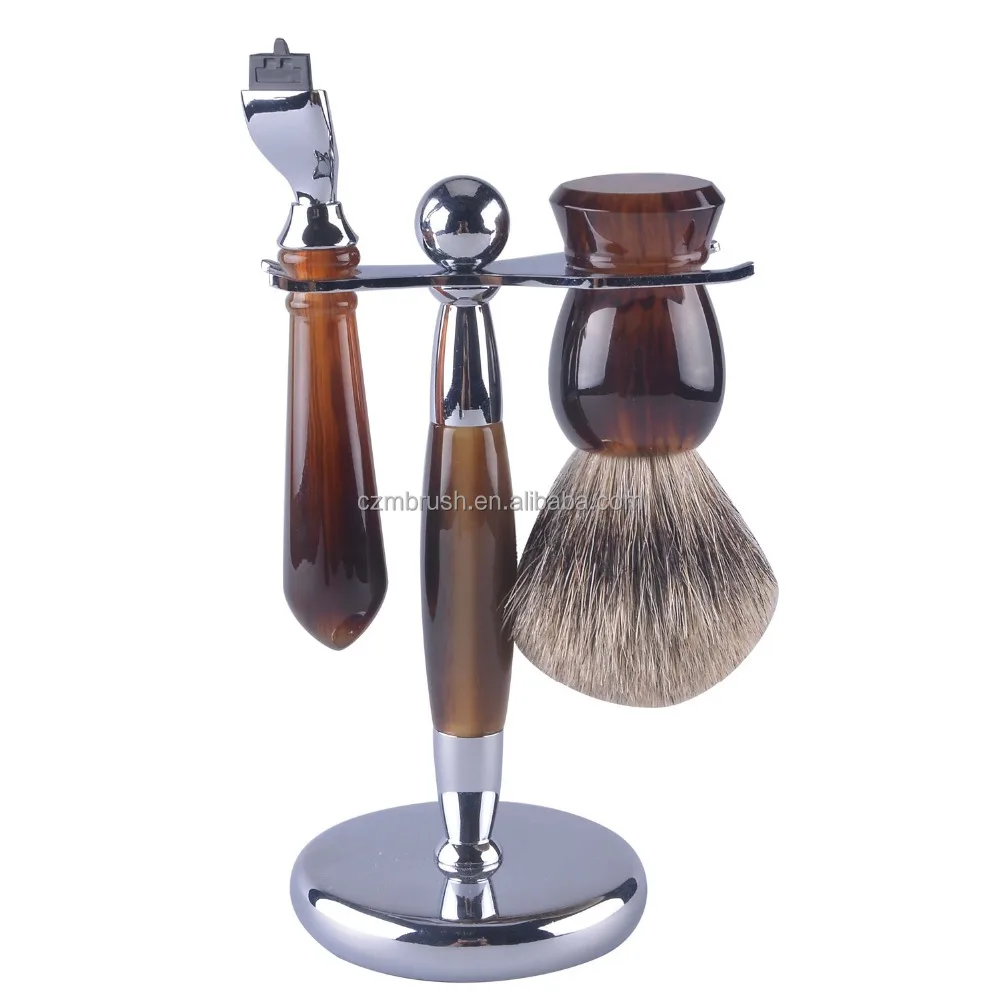 

new arrival tortoiseshell color shaving brush set men's beard shaving set