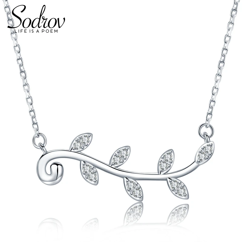 

925 Sterling Silver Unique Leaves Pattern Brief Pendant Necklaces for Women Charming Fine Jewelry HN013 Personalized