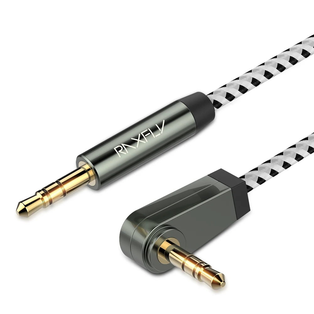 

Free Shipping RAXFLY 3.5mm Gold Plated Car Speaker Male To Male Audio Cable 90 Degree Angle Jack 1M Headphone Cables