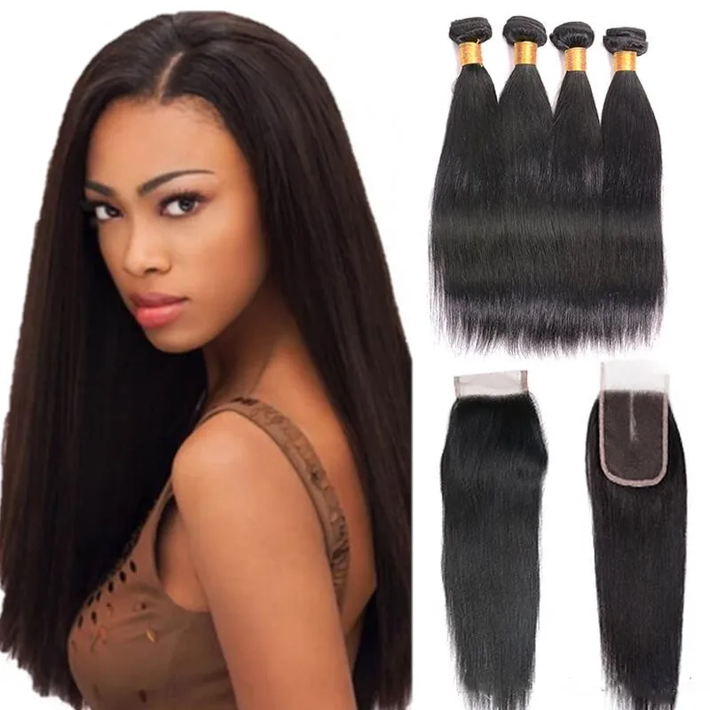 

Unprocessed Kinky Straight 10A Virgin Brazilian Human Hair Cuticle Aligned Hair Bundles With Closure