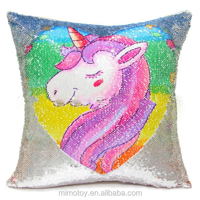 reversible sequin unicorn pillow