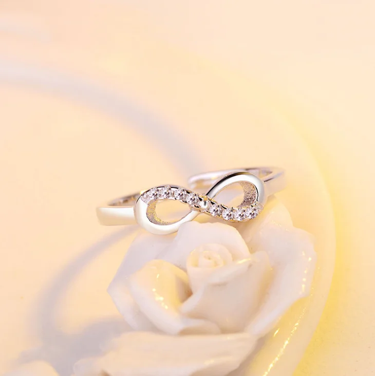 

Gorgeous 925 Sterling Silver Clear Cubic Zirconia Infinity Eternal Ring, Custom