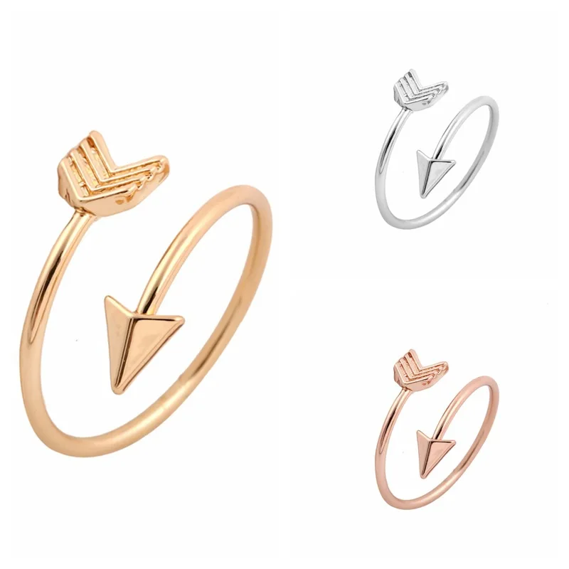 

fashion minimalist ring silver gold arrow ring copper ring open adjustable, Picture
